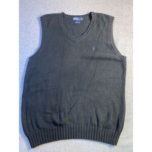Polo Ralph‎ Lauren LT Tall Sweater Vest Black Purple Horse